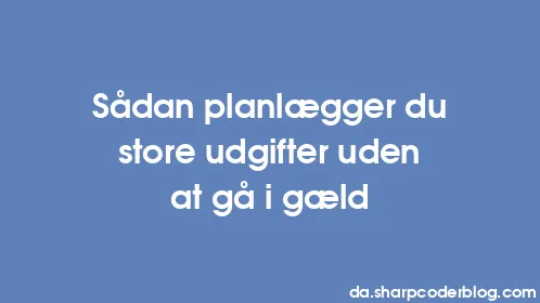 Sådan planlægger du store udgifter uden at gå i gæld - Thumbnail