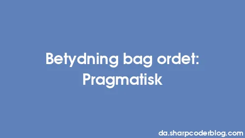 Betydning bag ordet: Pragmatisk - Thumbnail