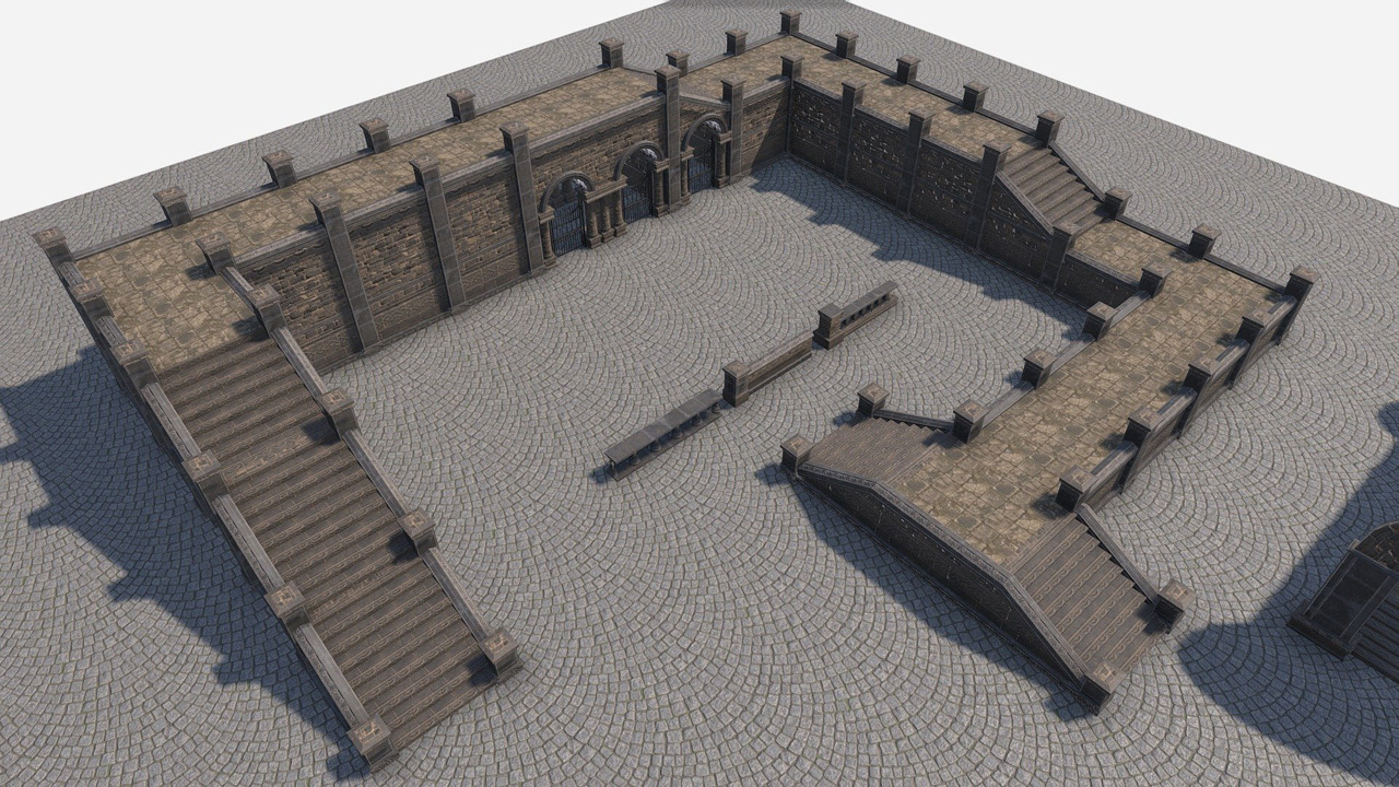 Modular Courtyard-pakke fra Unity Asset Store.