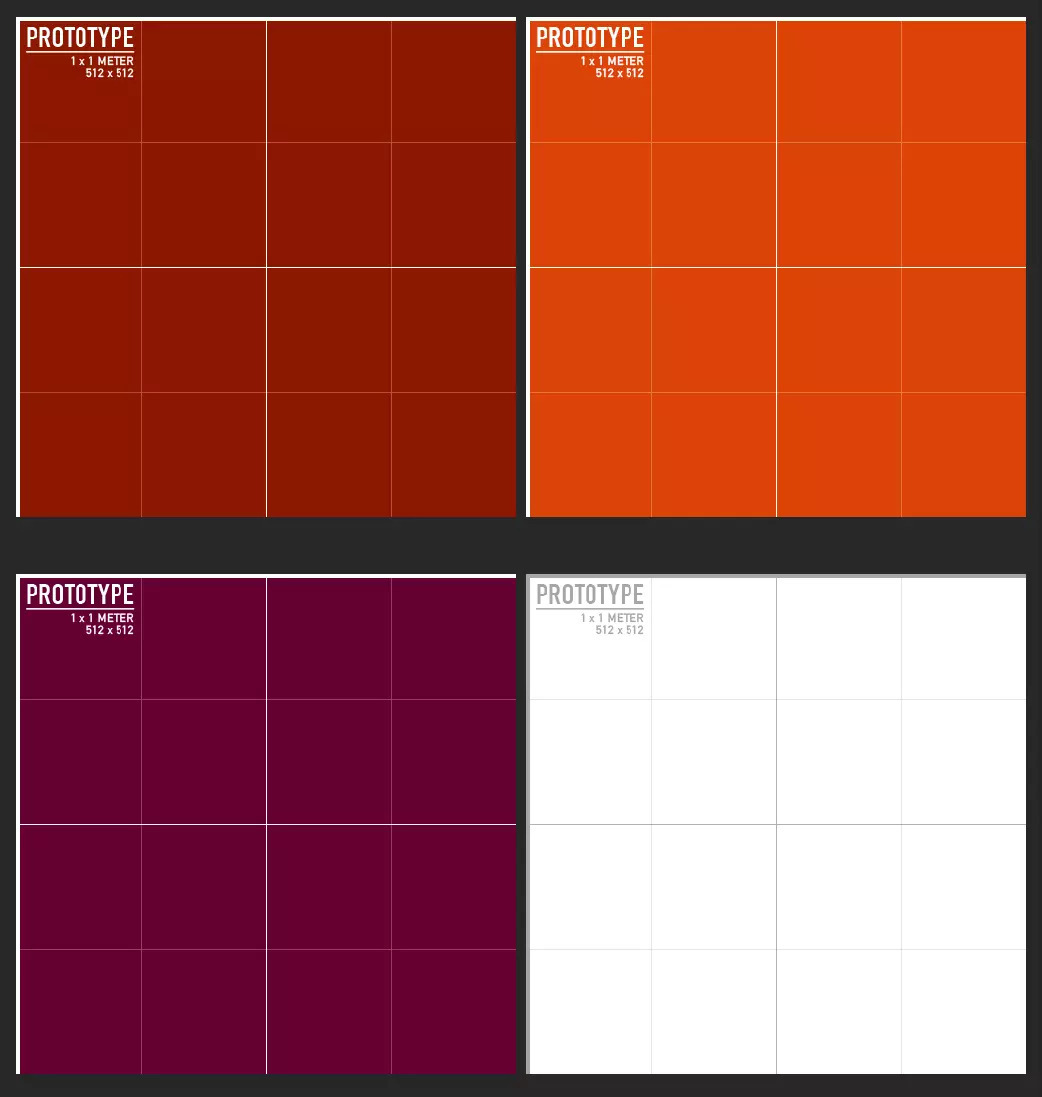 Forudindstillinger af materialeprototype i Unity.
