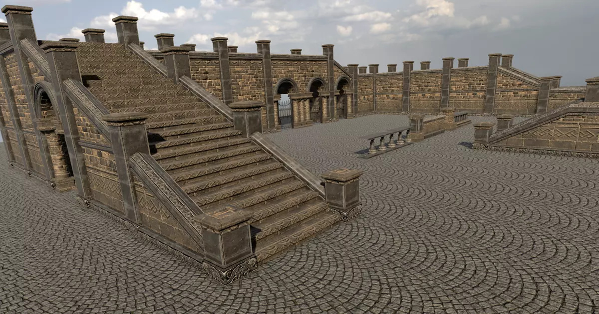 Modular Courtyard-pakke fra Unity Asset Store.